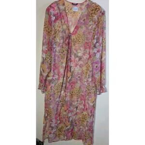Conrad Booker Original Vintage Sheer Floral Leopard Print Overlay Dress Robe‎ 2X
